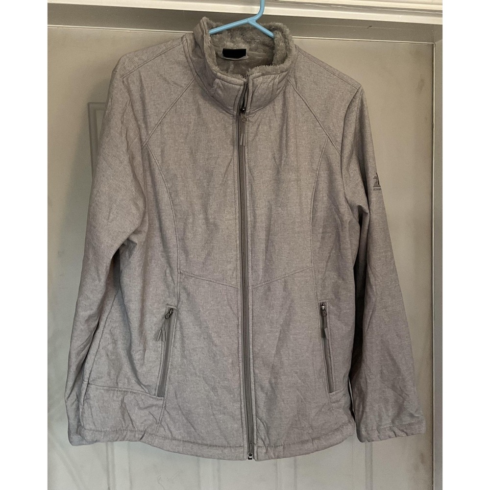 ZeroXposur Jacket Womens 2XL Gray Faux Fur Lined Softshell Winter‎ Hooded Zip Up